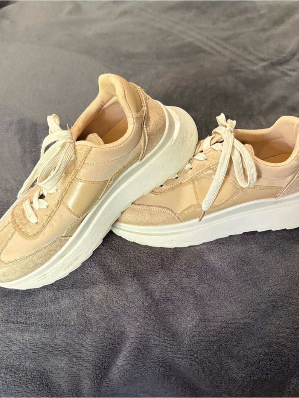 Madden Girl Beige Platform Lace-Up Sneakers